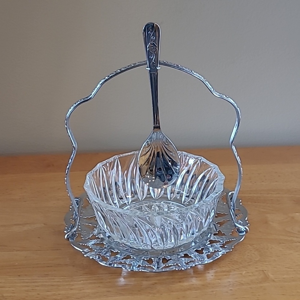 VINTAGE Condiment Caddy With Handled Stand Tray, Bowl And Spoon - Picture 2 of 16